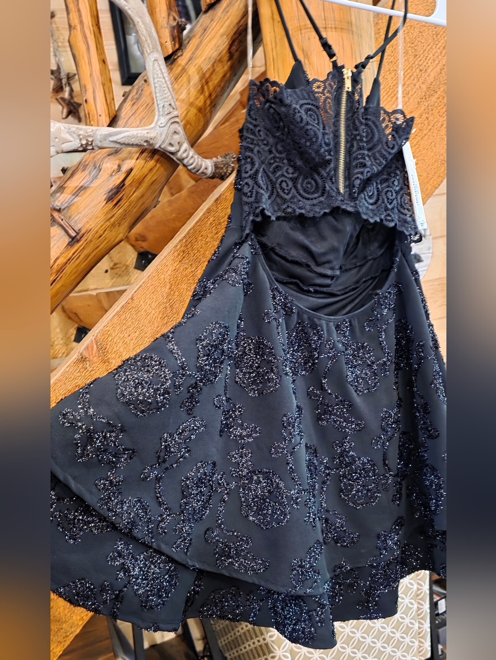 NEW! Black Beaded Lace-Back Party Dress - Picture 7 of 14